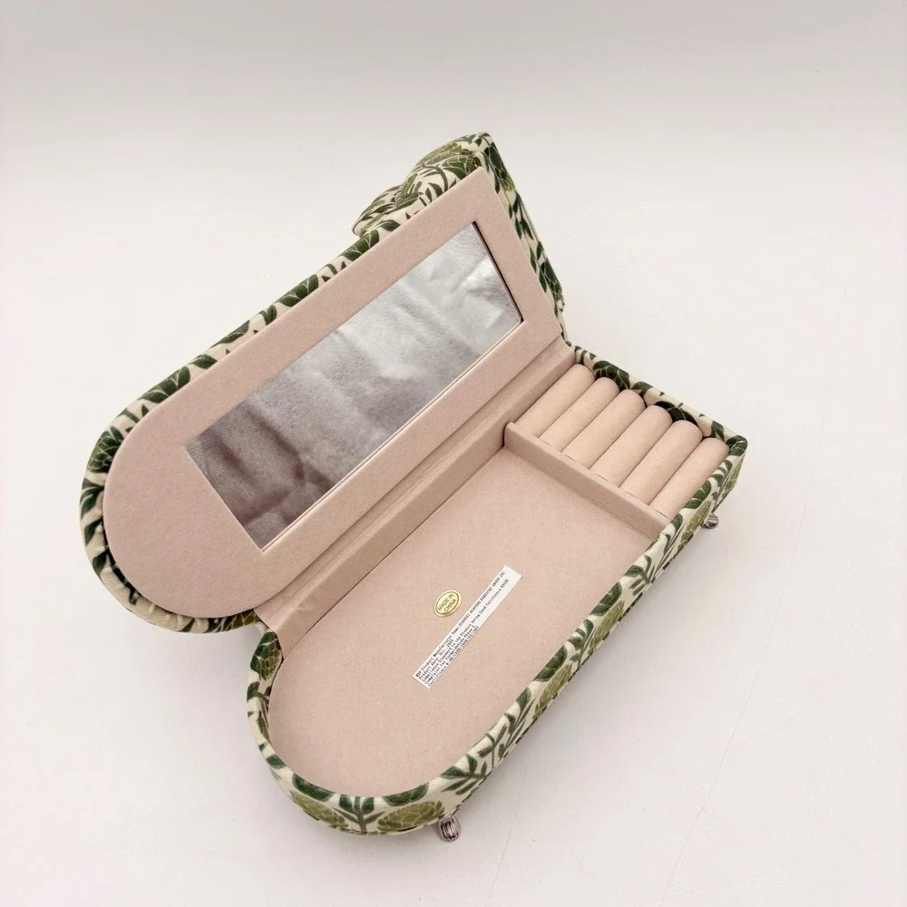 Vintage Style Mini Chaise Lounge Jewelry Box Green Artichoke Botanical Print